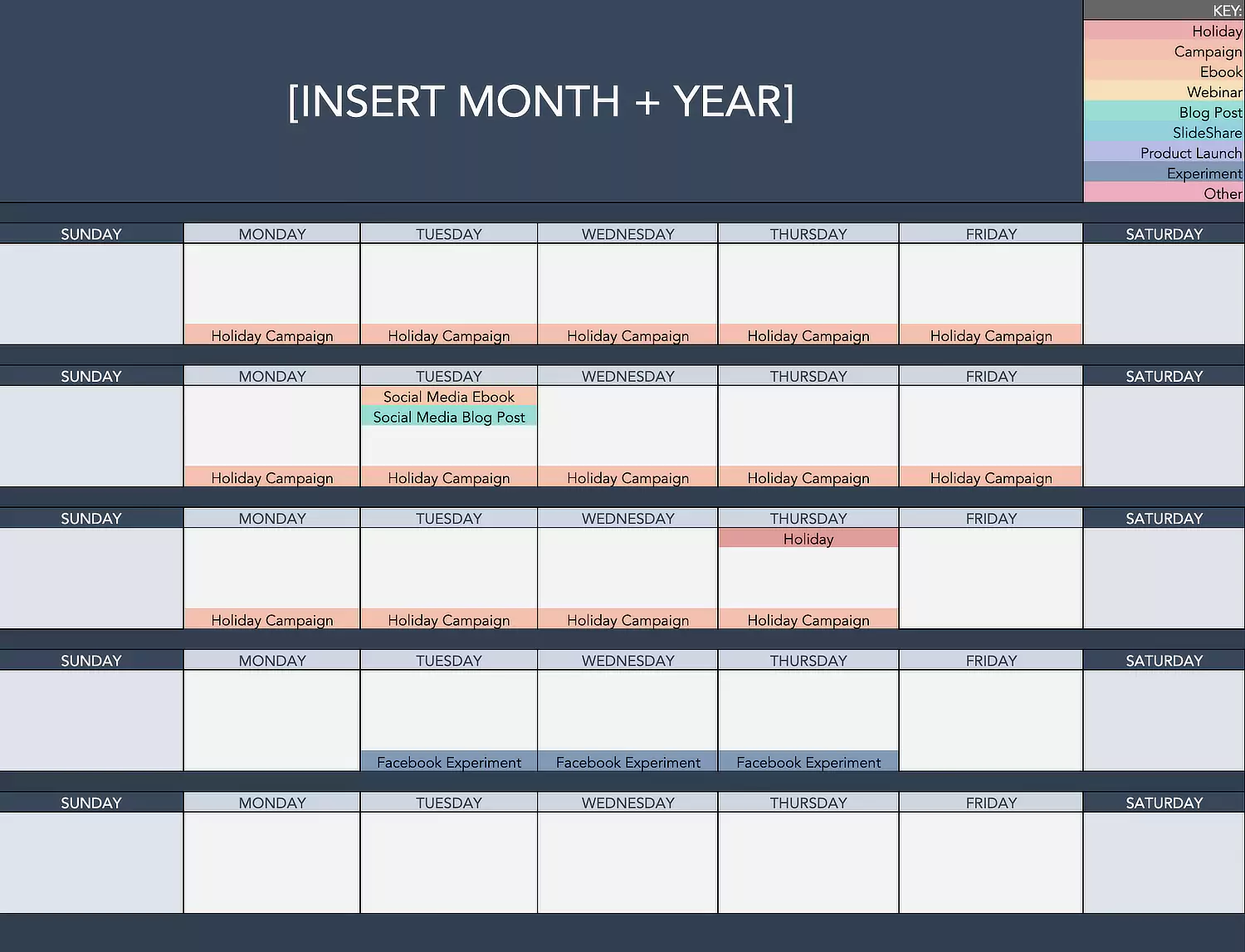 Clinic Social Media Content Calendar